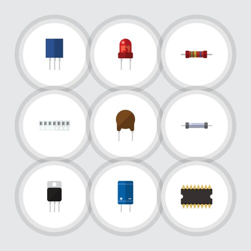 Flat icon technology set of microprocessor vector image