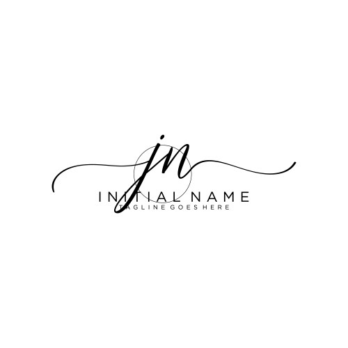 Jn initial handwriting logo design Royalty Free Vector Image