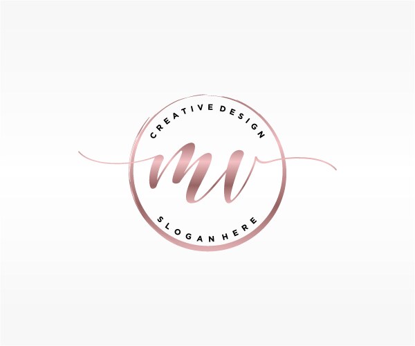 Mv initial handwriting logo design Royalty Free Vector Image