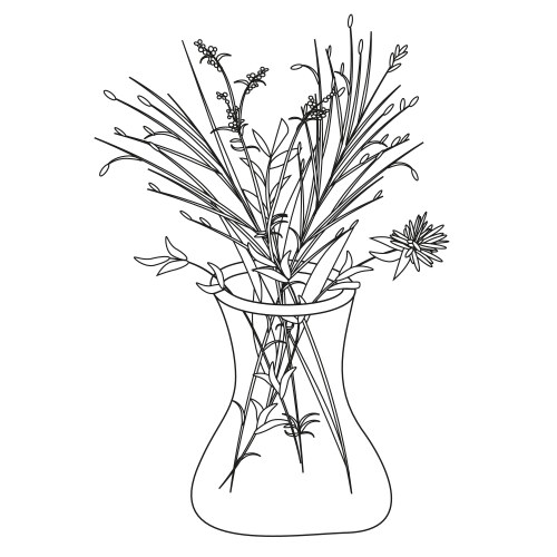 Retro Wildflower Bouquet Sketch Vector Image