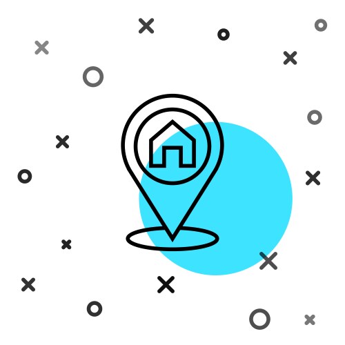 Black line map pointer with house icon isolated vector image