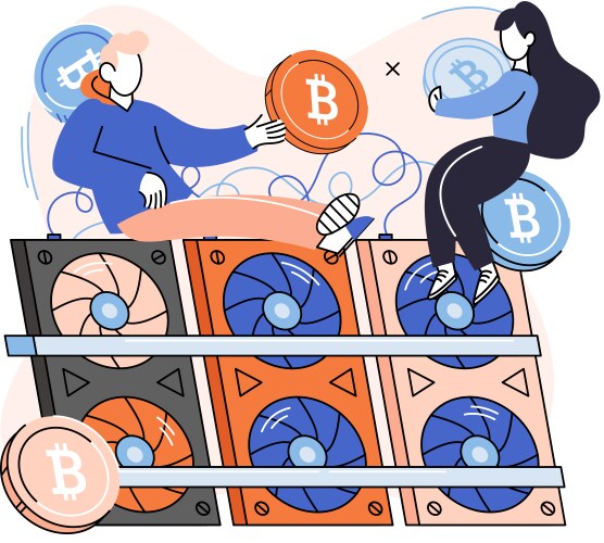 Cryptocurrency bitcoin mining metaphor blockchain vector image