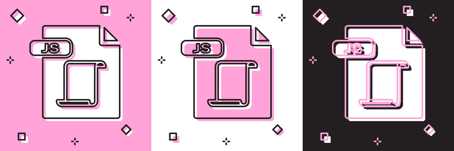 Set js file document download button icon vector image