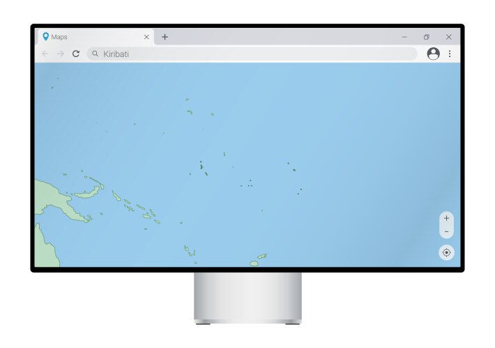 Computer monitor with map of kiribati in browser vector image