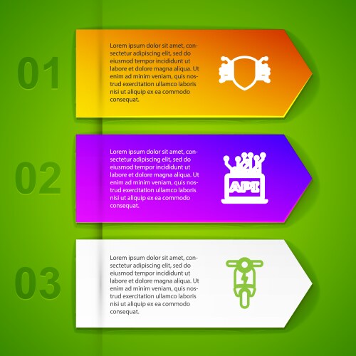 Set line cyber security computer api interface vector image