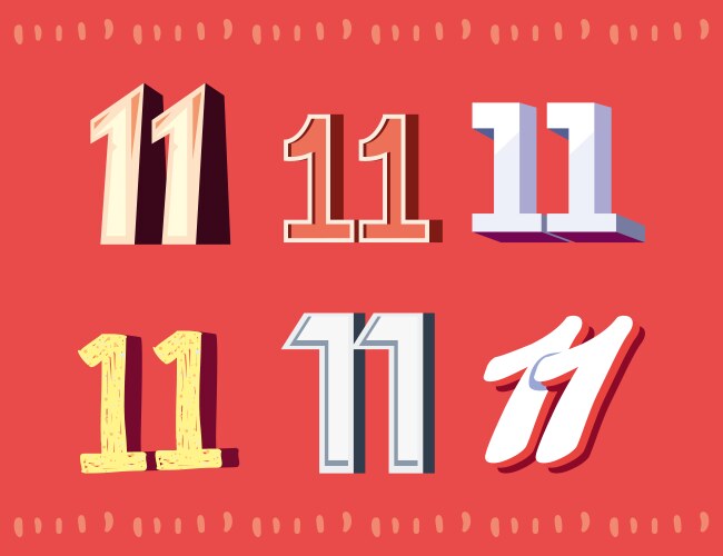 11 foil numbers Royalty Free Vector Image - VectorStock