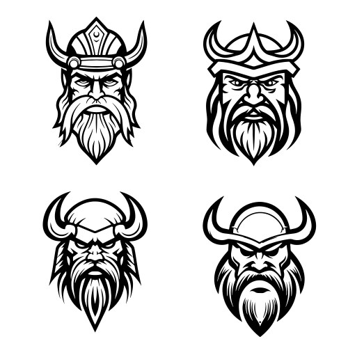 Viking head with hat sailor emblem logo design Vector Image