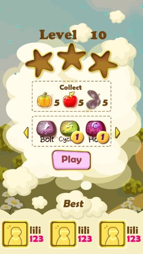 Complete set of level button game ui pop-up icon vector image