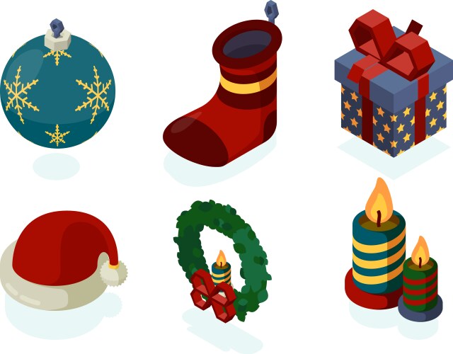 New year icons xmas accessories gifts tree Vector Image