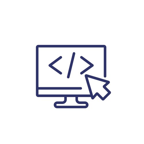 Coding line icon with code on screen vector image