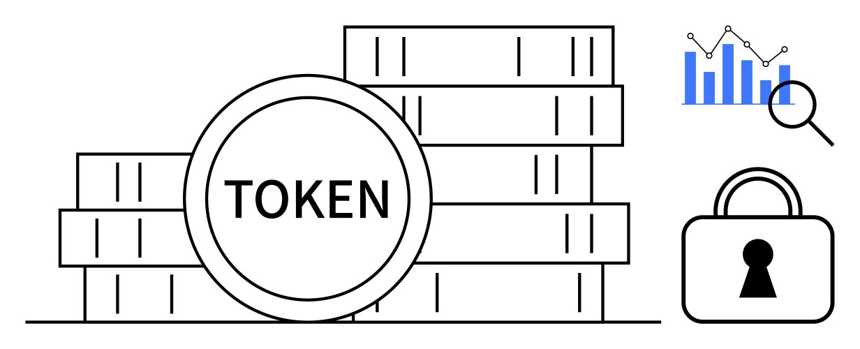 Digital tokens and data analysis stack vector image