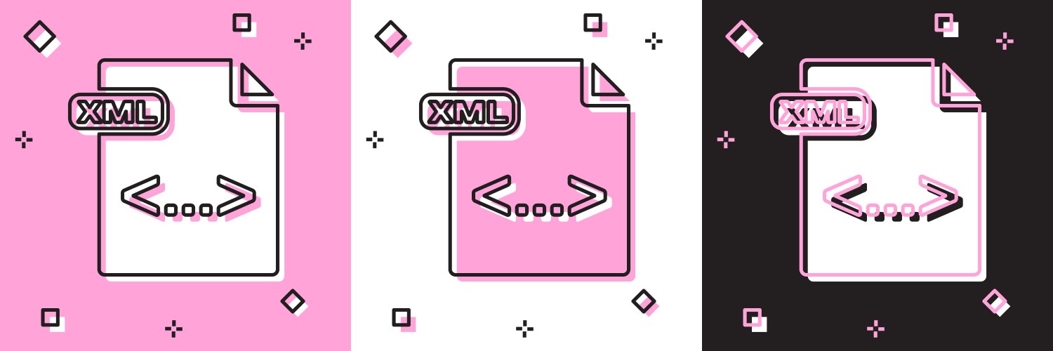 Set xml file document download button icon vector image