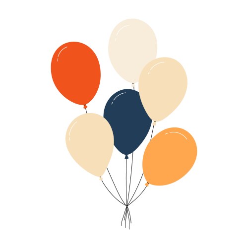 Bundle of colorful balloons with strings floating vektorbild