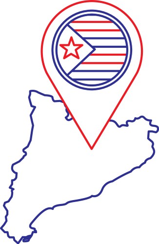 Map of independent catalonia nationalist pin flag Vector Image