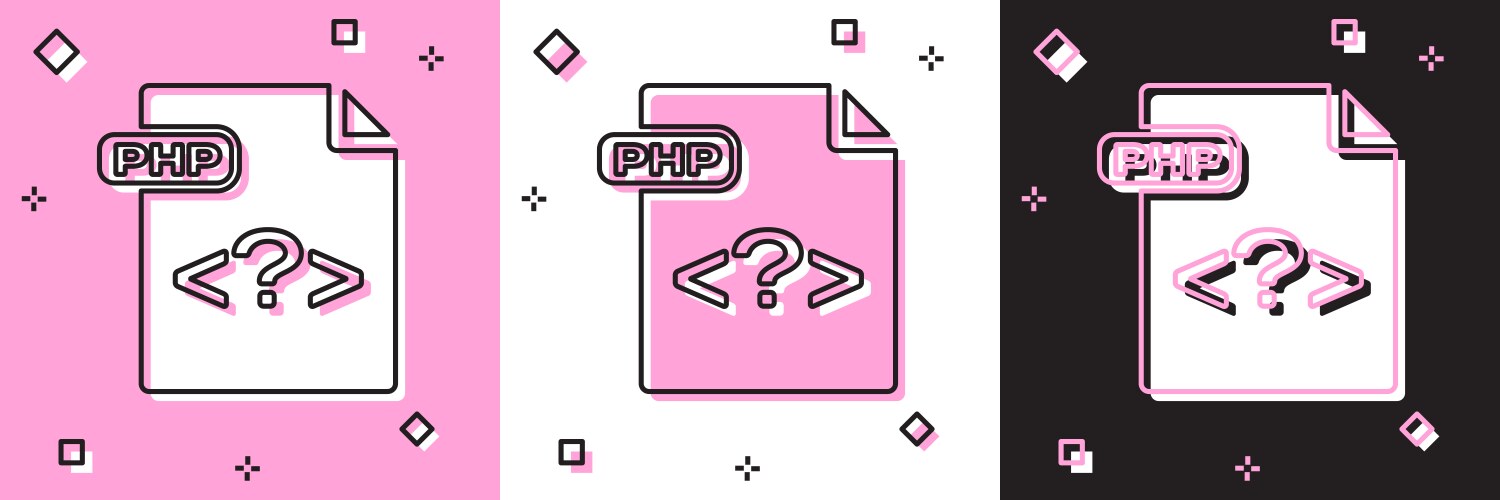 Set php file document download button icon vector image