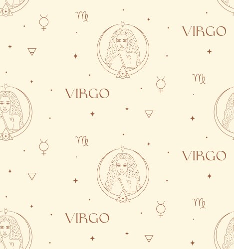 Zodiac Virgo Seamless Pattern Vector Image