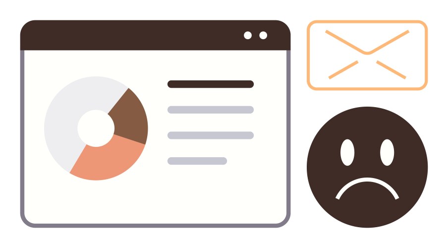Data analysis results with a pie chart sad face vector image