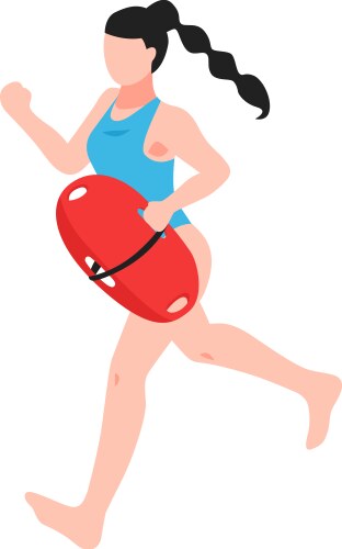 Female Lifeguard with Buoy Vector Image