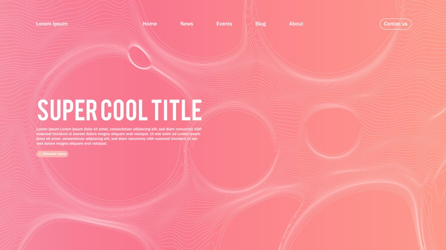 Landing page abstract design with dynamic line vector image
