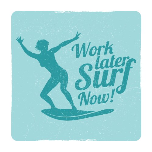 Grunge Summer Surfing Logo Vector Image