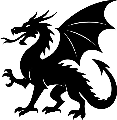 Bold black dragon silhouette design for graphic pr Vector Image