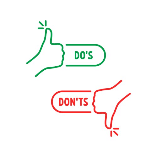 thumbs up and down like dos donts vector