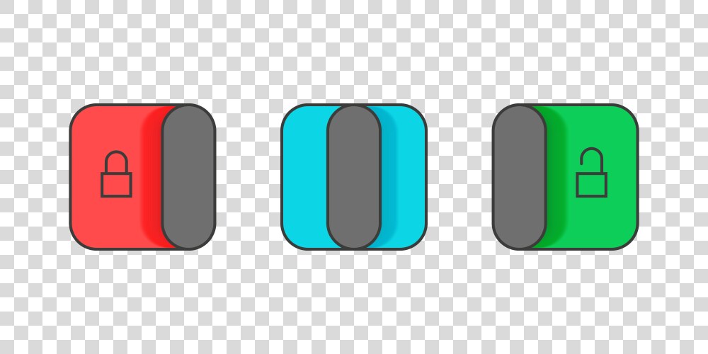 Lock or unlock buttons on and off toggle switch vector image