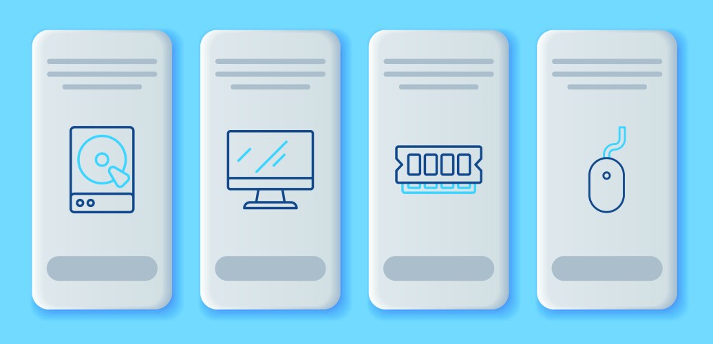 Set line computer monitor screen ram random vector image