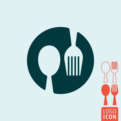 Tray with lid fork and spoon symbol hot food Vector Image