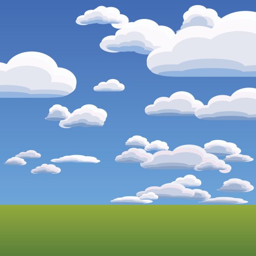 Blue sky sun and green fieldnature landscape Vector Image