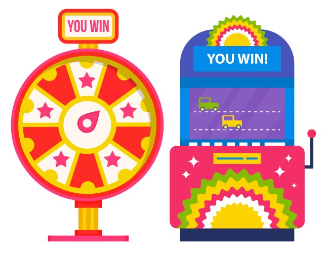 Game machine and fortune wheel gambling casino vector image