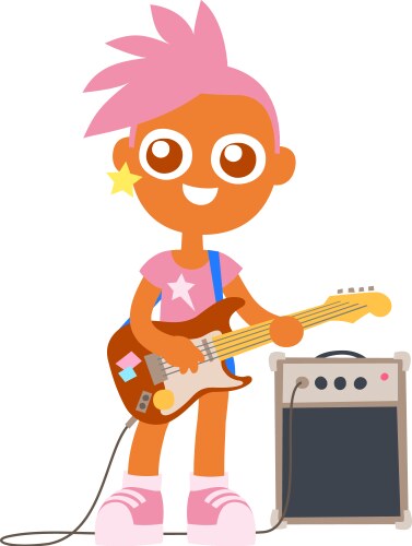 punk rock girl with guitar and pink color vector image vector image