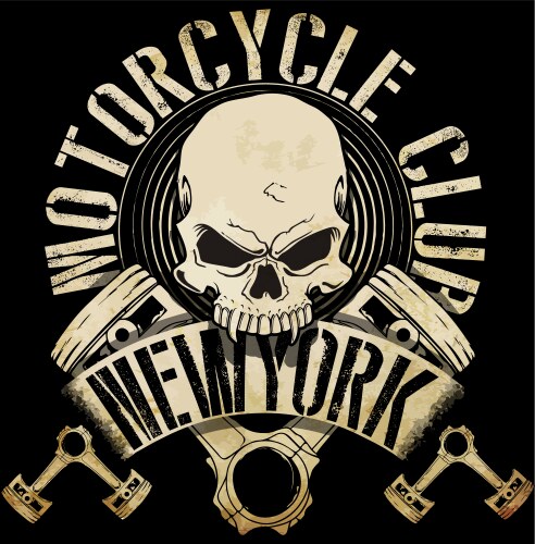 Vintage Skull Biker Emblem Vector Image