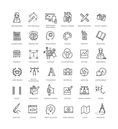 Set of thin line web icons graphic design vector image