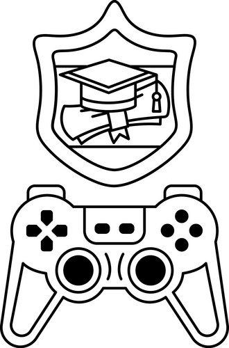 A black and white drawing of video game Vector Image
