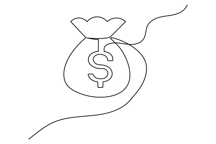 Dollar icon continuous one line drawing of isolate vector image