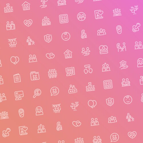 family pink abstract background with icons vector image