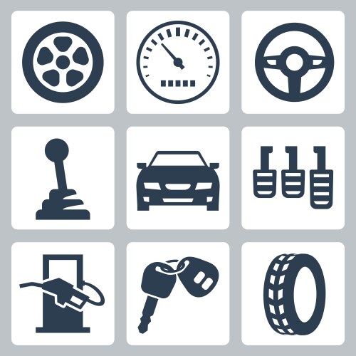 isolated auto icons set vector image