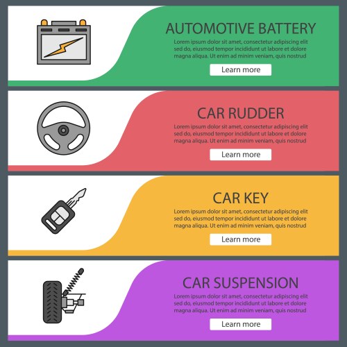 Auto workshop web banner templates set vector image