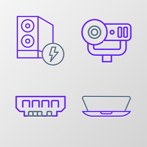 Set line laptop ram random access memory web vector image