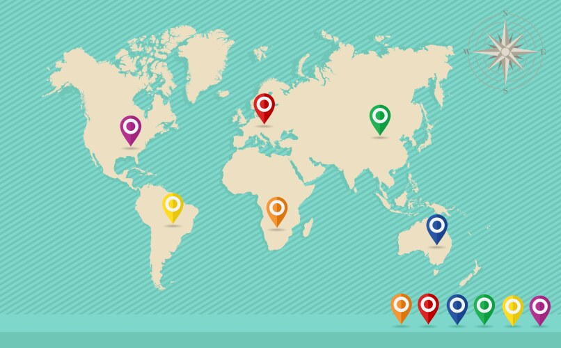 World Map with Compass Vector Images (over 19,000)