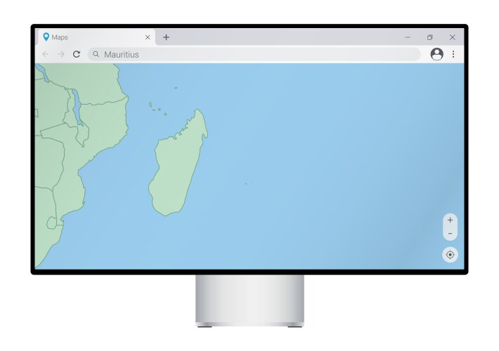 Computer monitor with map of mauritius in browser vector image