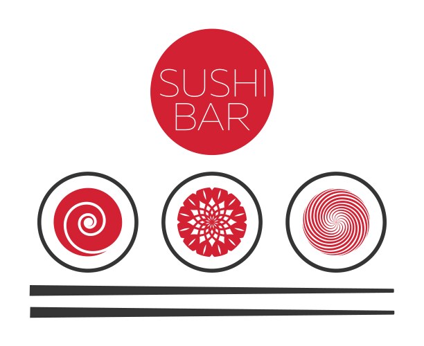 abstract sushi bar food logo template vector image