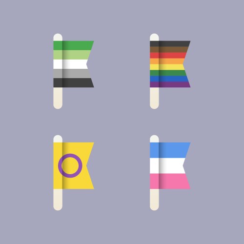 Lgbt pride flags flat design icon set in pastel Vector Image