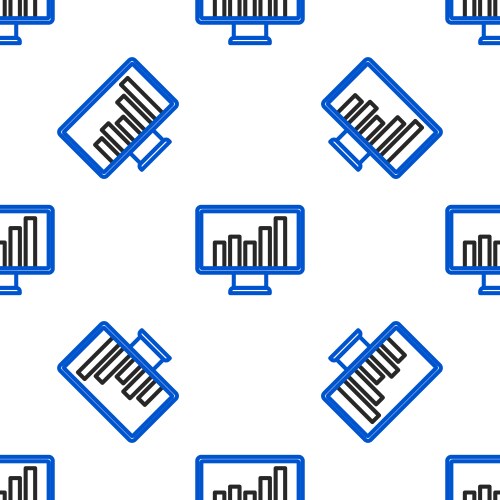 Line computer monitor with graph chart icon vector image
