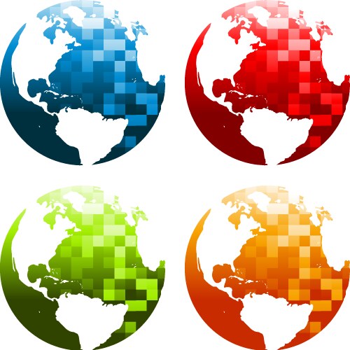 Pixel planet earth icons vector image