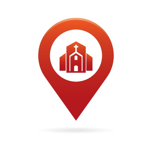 Church map pointer icon marker gps location flag vector image