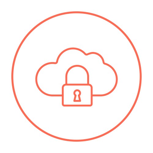 Cloud computing security line icon vector image
