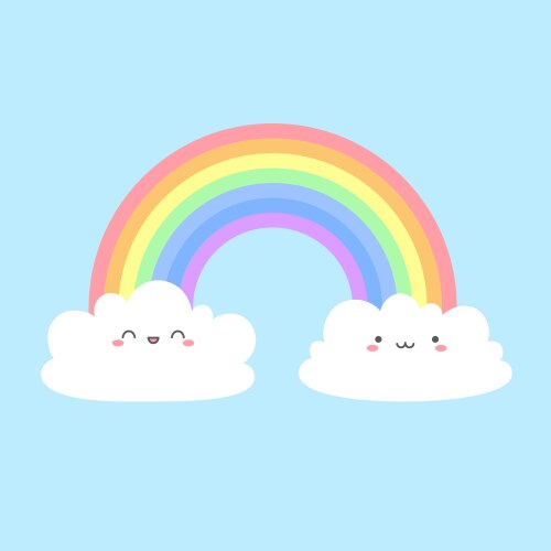 Rainbow with two clouds Royalty Free Vector Image