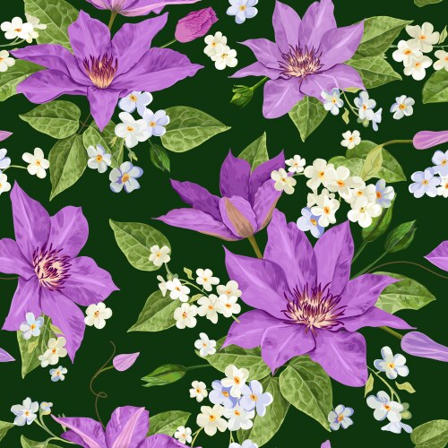 Clematis Floral Pattern Vector Image